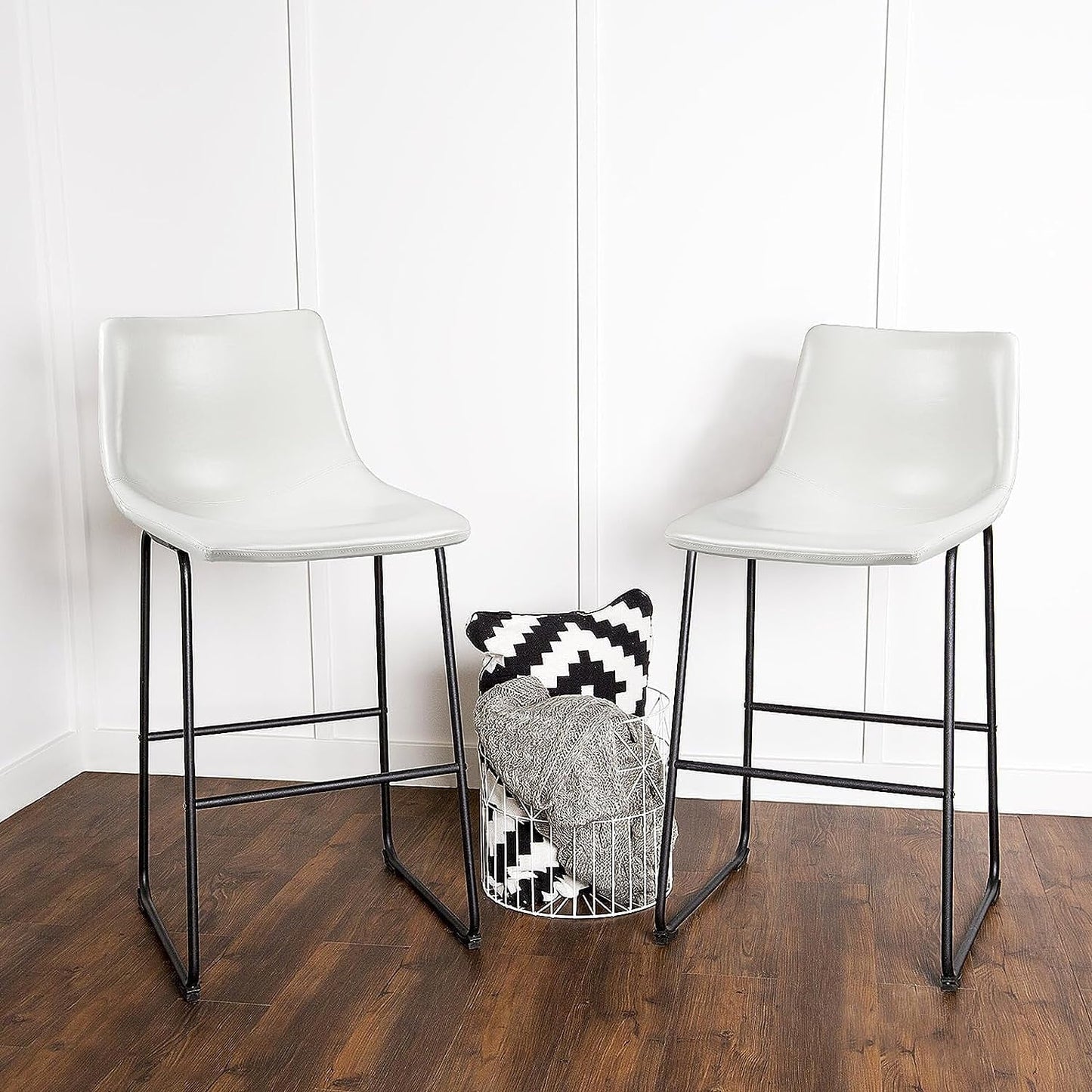 Bossin 18/26/30 inch Bar Stools,Counter Height Bar Stools with Back Modern PU Leather Stools Dining Chair with Footrest