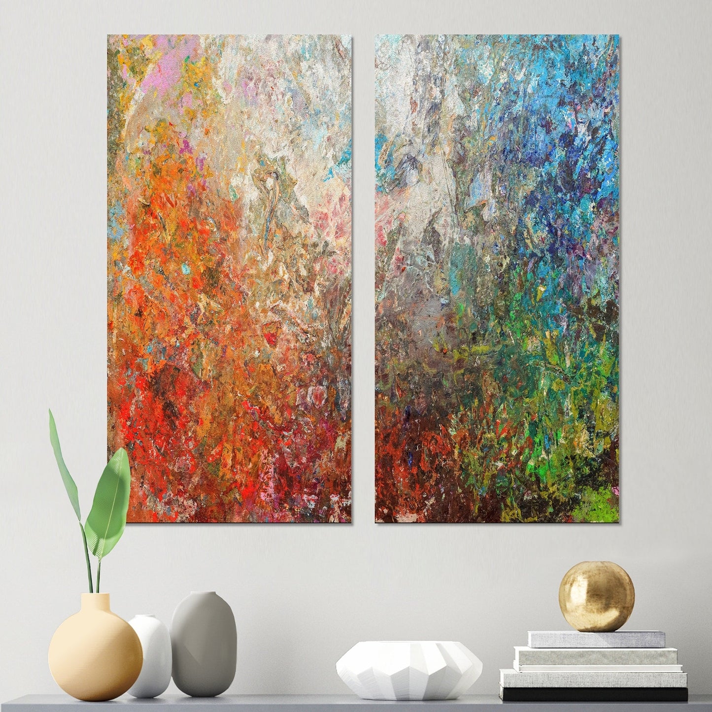 Designart Board Stained Abstract Art Abstract Canvas Wall Art Print 2 Piece Set