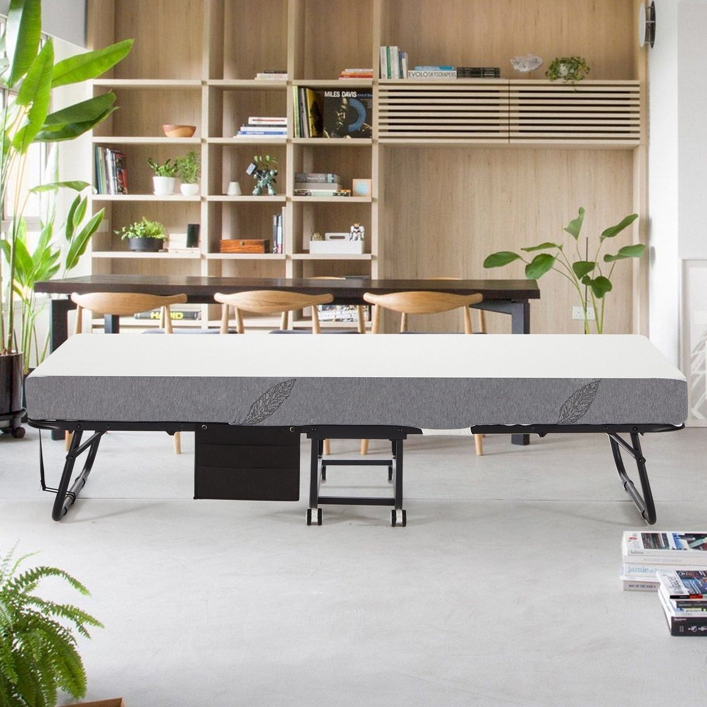 Lit pliant Erommy avec matelas en mousse à mémoire de forme : lit d'appoint pliable portable pour adultes avec matelas luxueux en mousse à mémoire de forme de 5 pouces