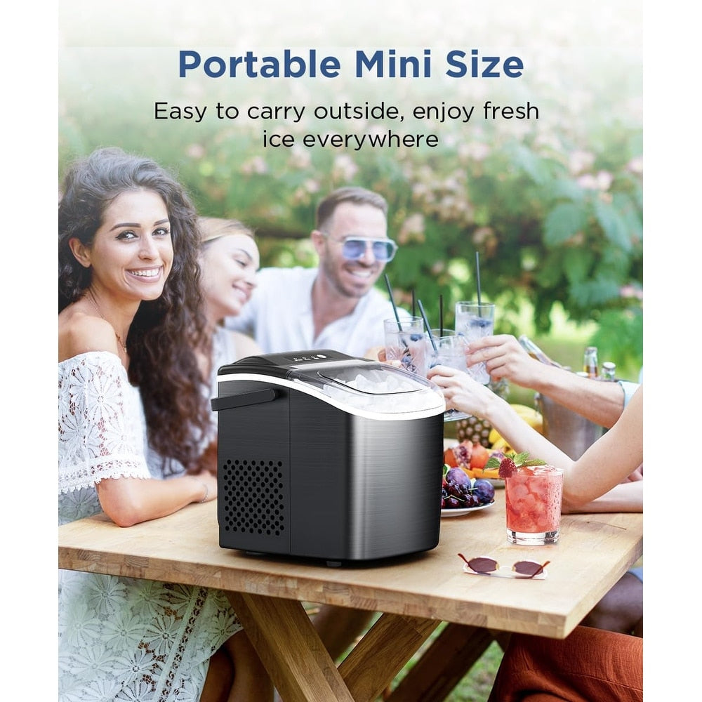 Ice Makers Countertop, Portable Ice Maker Machine with Handle, Self-Cleaning Ice Maker, for Home/Office/Kitchen