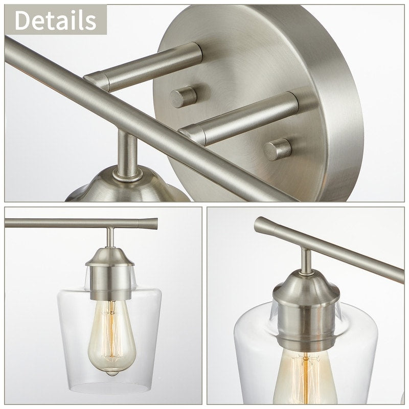 KAWOTI 3-Light Dimmable Bathroom Vanity Light with Glass Shade - L22 x W7 x H10.5