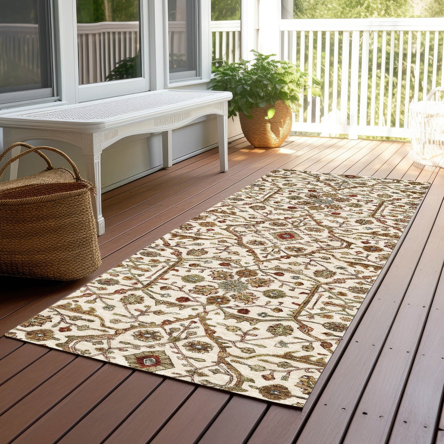 Tapis persan traditionnel en chantille lavable en machine pour intérieur/extérieur