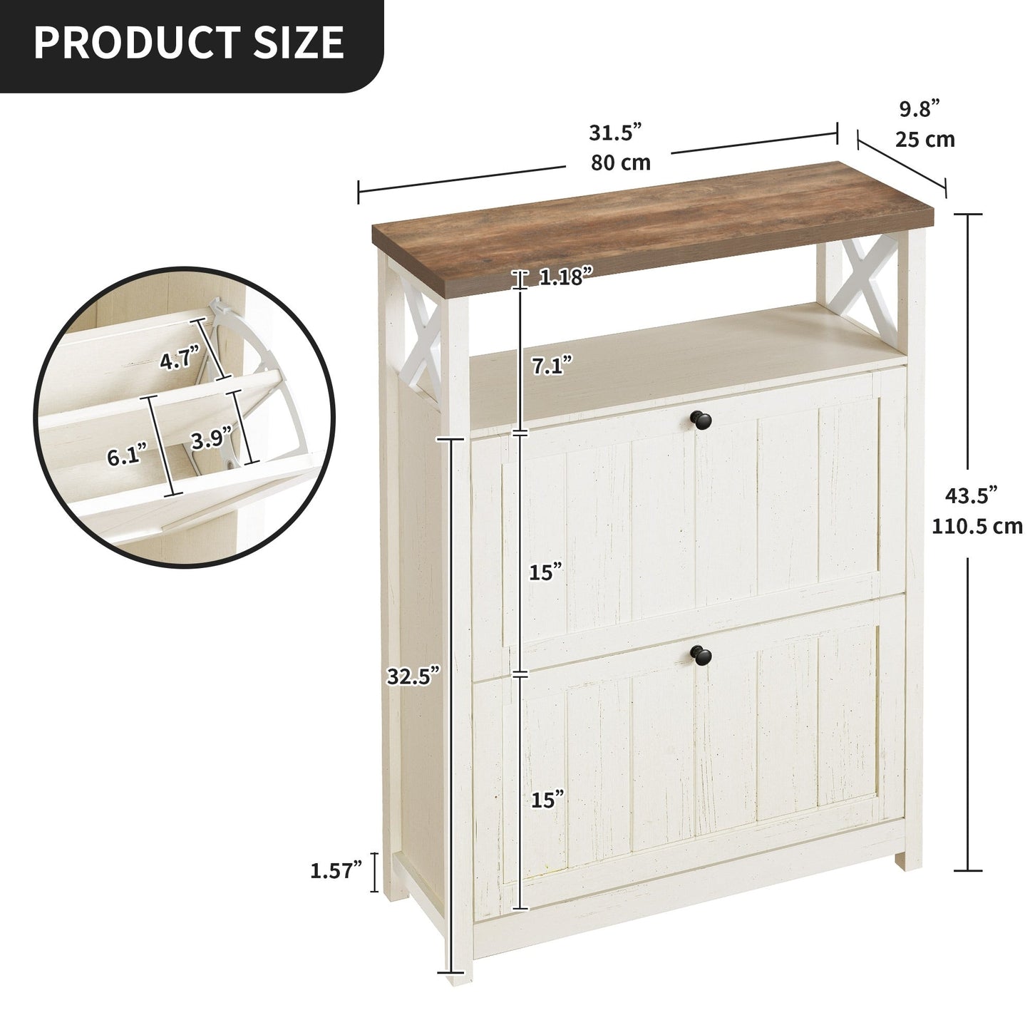 Meuble de rangement à chaussures Moasis avec 2 compartiments pour entrée et couloir