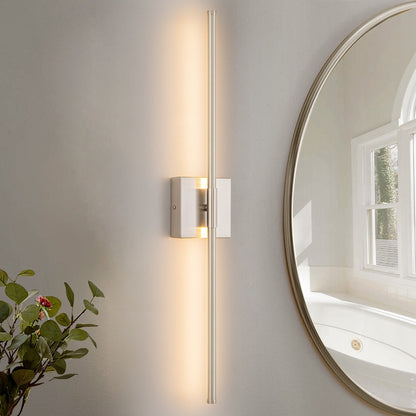 1-Light Black/ Gold/ Nickel Modern Long Linear Strip Wall Sconce Dimmable LED Bathroom Vanity Light