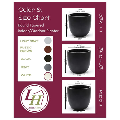 Tapered Round MgO Planter, Indoor and Outdoor