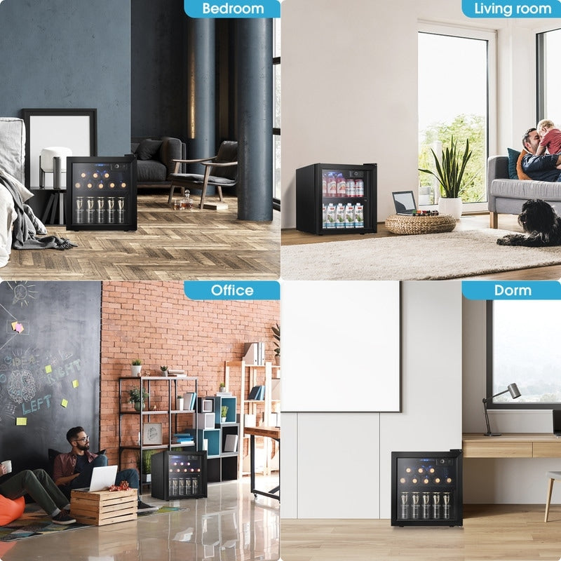 Réfrigérateur à boissons de 1,3 pi³ - Mini-réfrigérateur pour 48 canettes et 12 bouteilles, porte en verre, commande par bouton