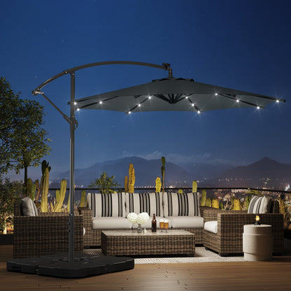 Parasol de terrasse éclairé à énergie solaire de 3 m avec pied
