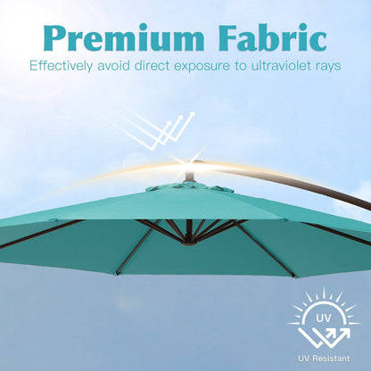 Parasol déporté à manivelle en acier de 10 pieds avec base lestée