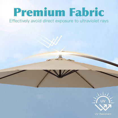 Parasol déporté à manivelle en acier de 10 pieds avec base lestée