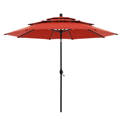 Parasol de terrasse inclinable à 3 niveaux de 10 pieds de MAISON ARTS, parasol d'extérieur à double ventilation avec lumières LED