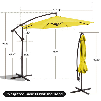 10ft Steel Crank Lift Hanging Offset Cantilever Umbrella