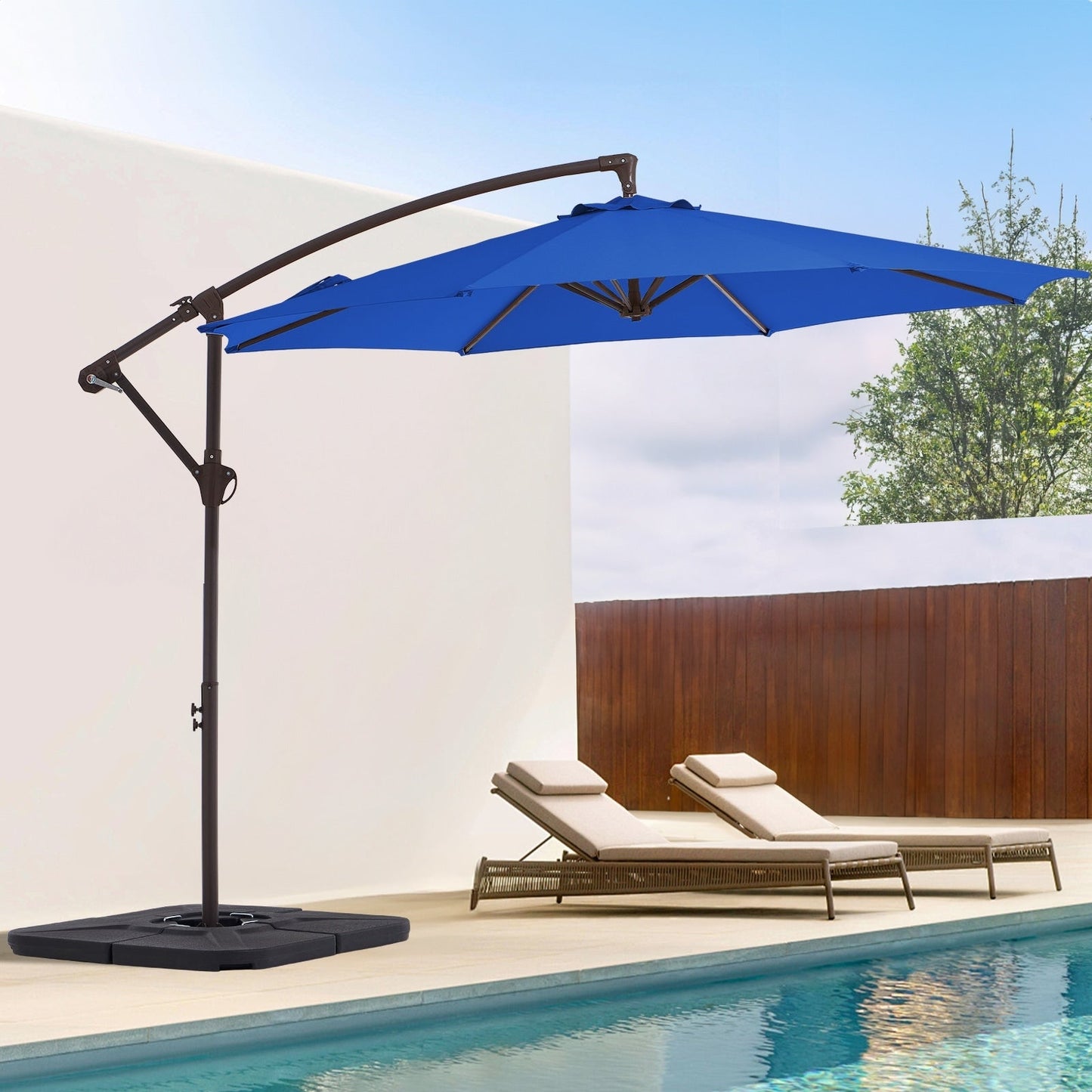 10ft Steel Crank Lift Hanging Offset Cantilever Umbrella