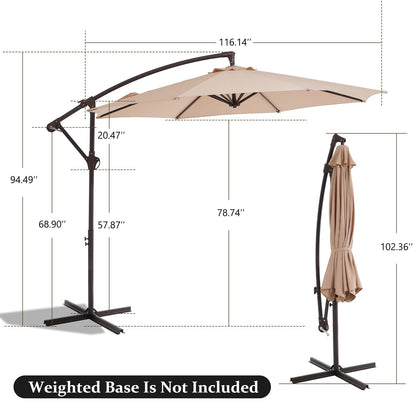 10ft Steel Crank Lift Hanging Offset Cantilever Umbrella