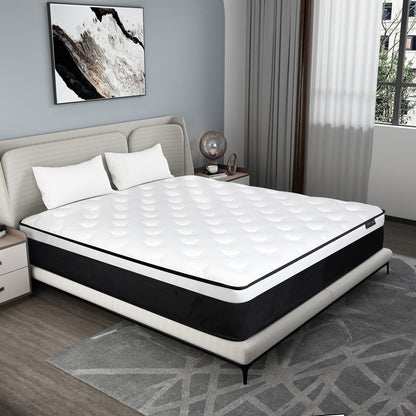 12 matelas hybrides en mousse à mémoire de forme moyenne dans une boîte