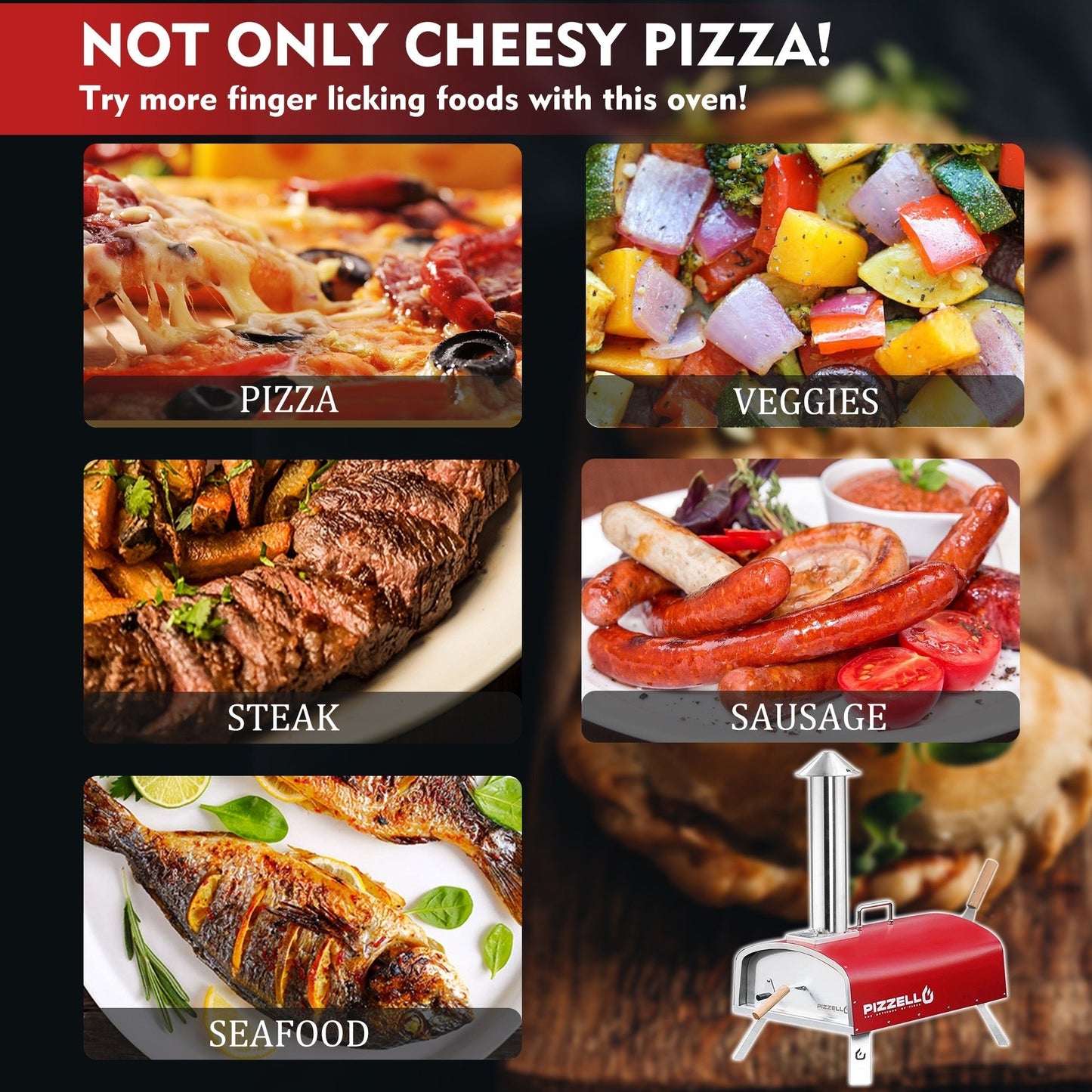 Four à pizza extérieur au feu de bois, four à pizza portable avec pelle à pizza et sac de transport - 16 pouces