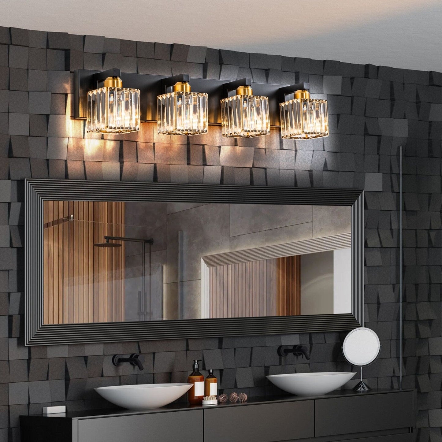2/3/4/5 Light Bathroom Vanity Light Wall Sconce with Crystal Shade