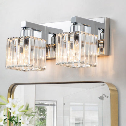 2/3/4/5 Light Bathroom Vanity Light Wall Sconce with Crystal Shade