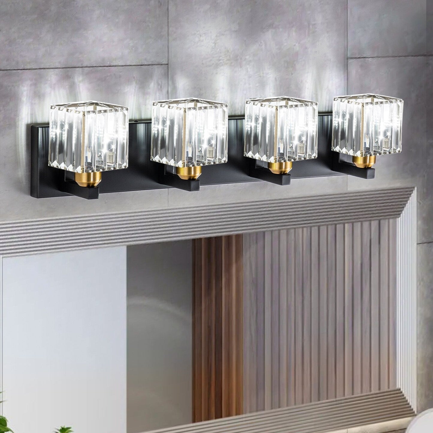 2/3/4/5 Light Bathroom Vanity Light Wall Sconce with Crystal Shade