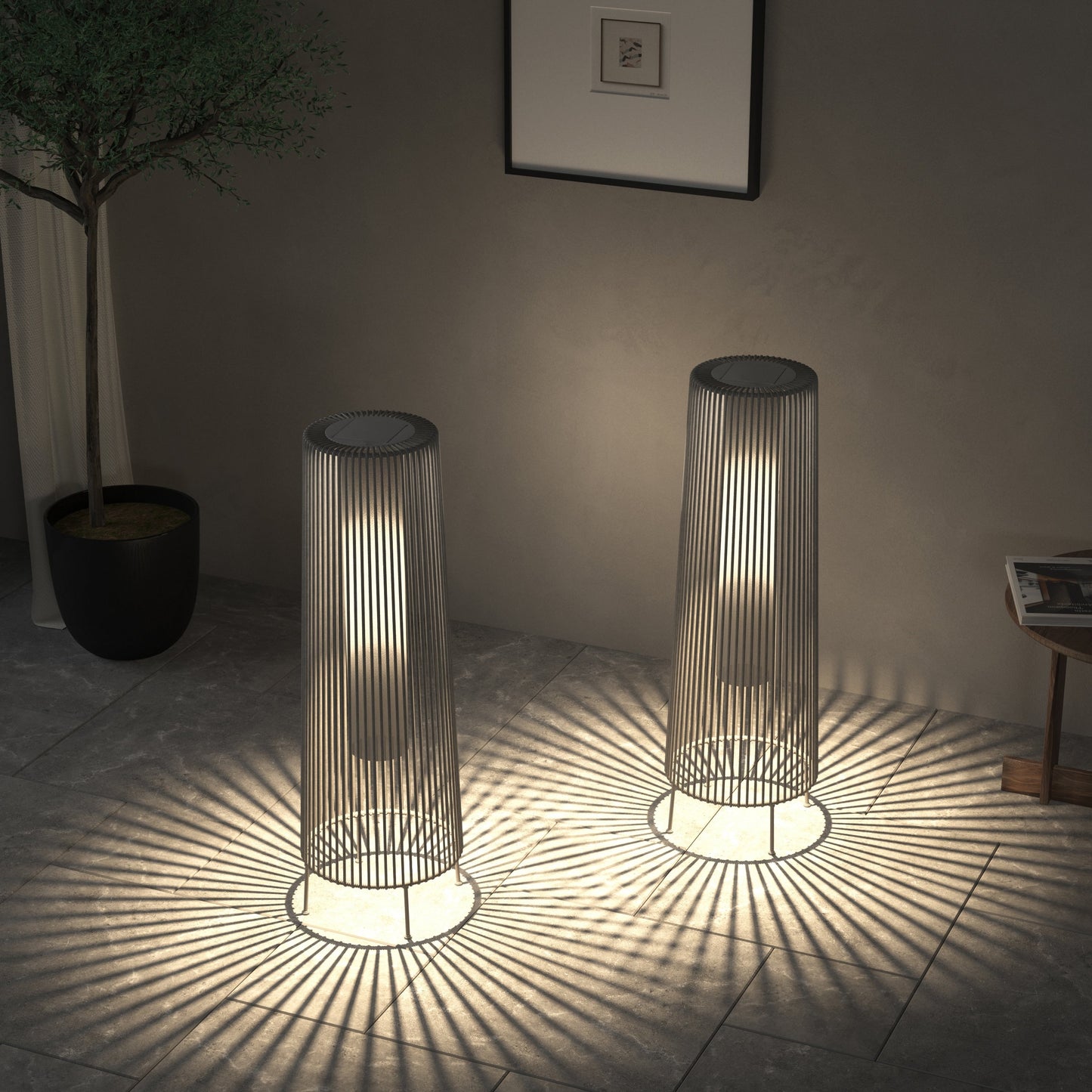 2 Pack Outdoor Solar Light Floor Lamps