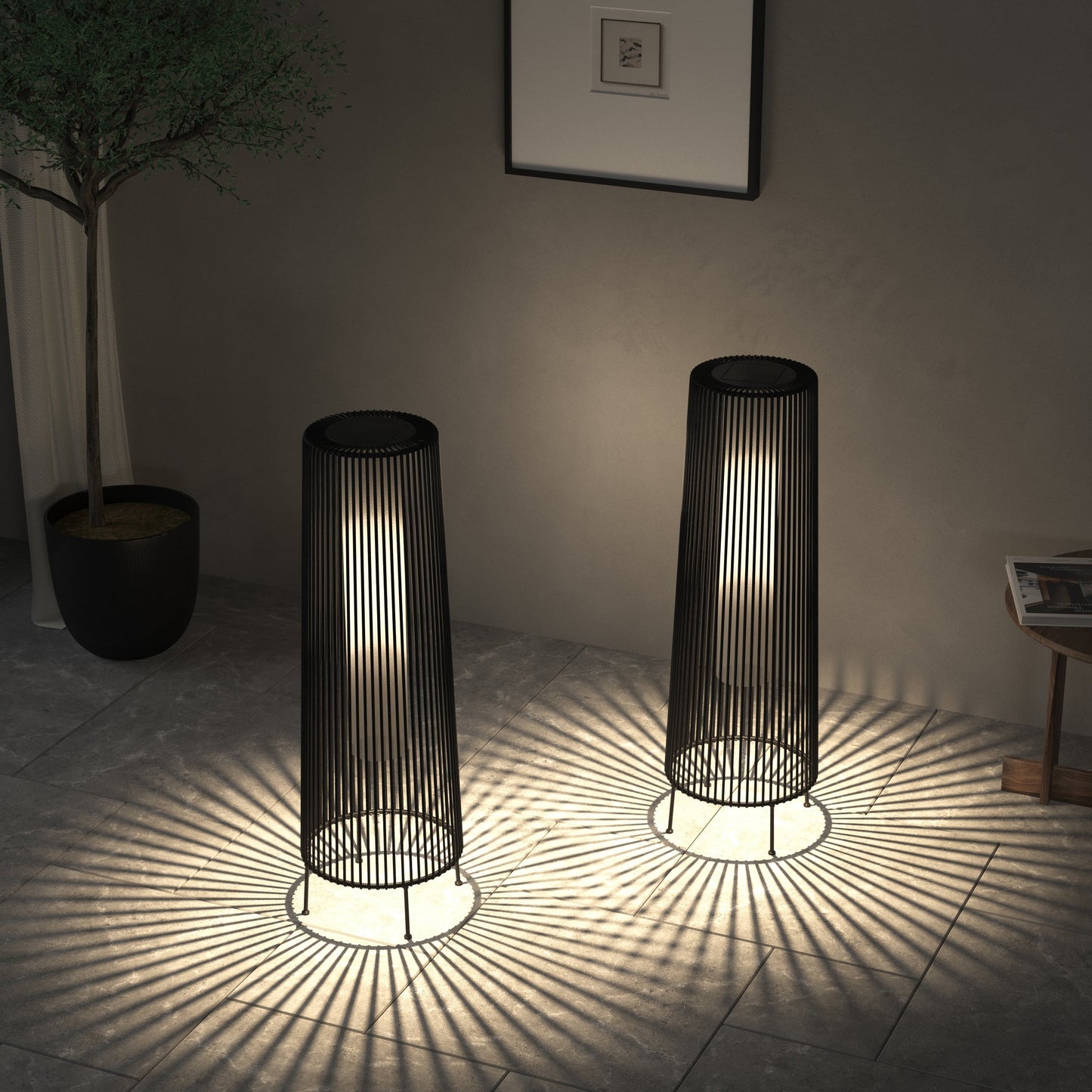 2 Pack Outdoor Solar Light Floor Lamps