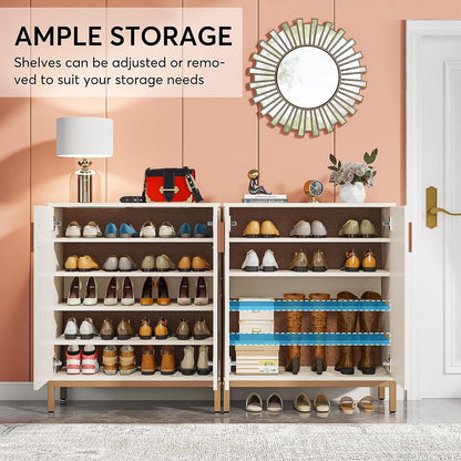 Meuble de rangement à chaussures moderne avec portes, 20 paires, 6 niveaux, pour entrée