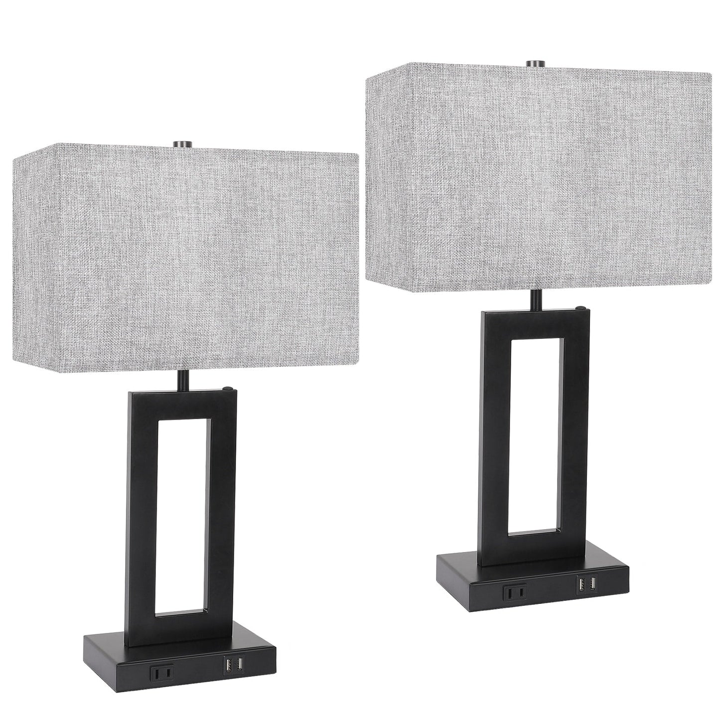 22 Gray USB Table Lamp Set With Touch Control