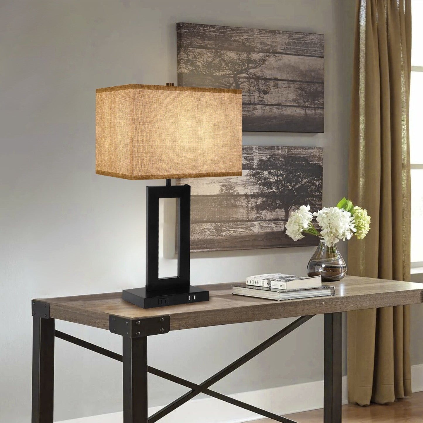 22 Gray USB Table Lamp Set With Touch Control