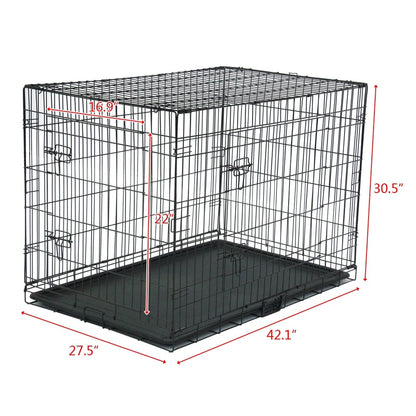 Cage de transport pliable en acier pour animaux de compagnie (chats et chiens) de 24 à 48 pouces, enclos métallique.