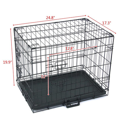 Cage de transport pliable en acier pour animaux de compagnie (chats et chiens) de 24 à 48 pouces, enclos métallique.