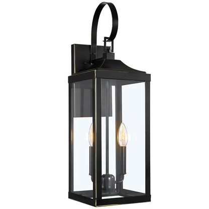 25.7H 2-Light Large Outdoor Bronze Exterior Wall Lantern Sconce Light