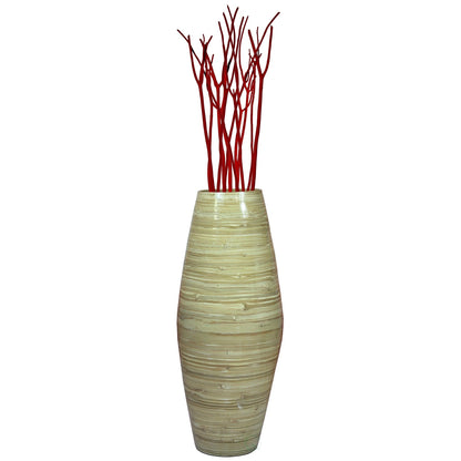Uniquewise Tall Cylinder Bamboo Floor Vase Decorative Accent for Hotel Lobbies and Spa, Perfect Decor for Living Room or Hallway