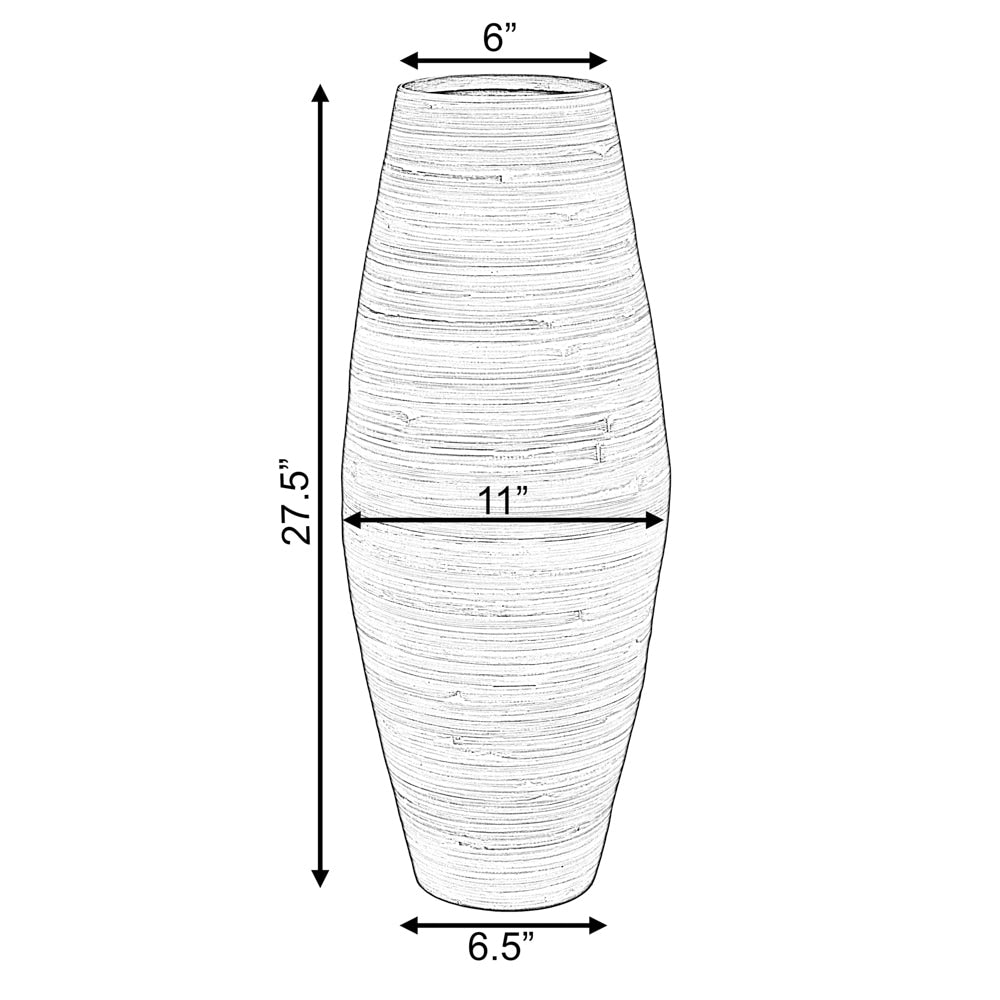 Uniquewise Tall Cylinder Bamboo Floor Vase Decorative Accent for Hotel Lobbies and Spa, Perfect Decor for Living Room or Hallway