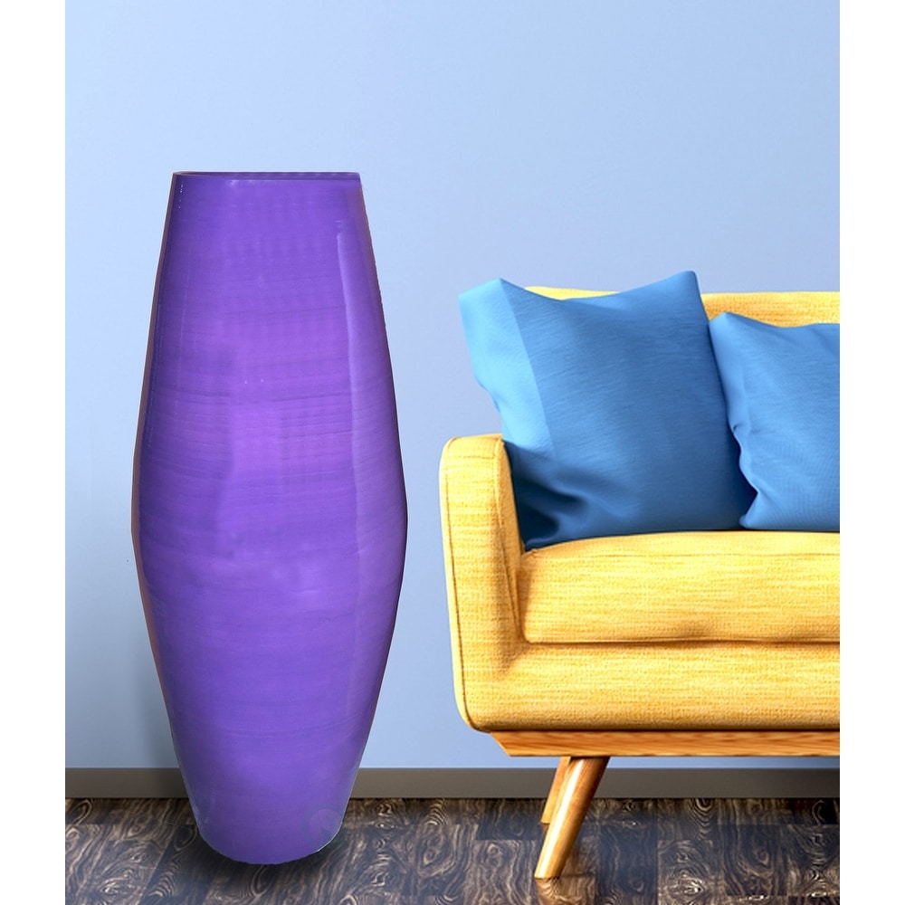 Uniquewise Tall Cylinder Bamboo Floor Vase Decorative Accent for Hotel Lobbies and Spa, Perfect Decor for Living Room or Hallway