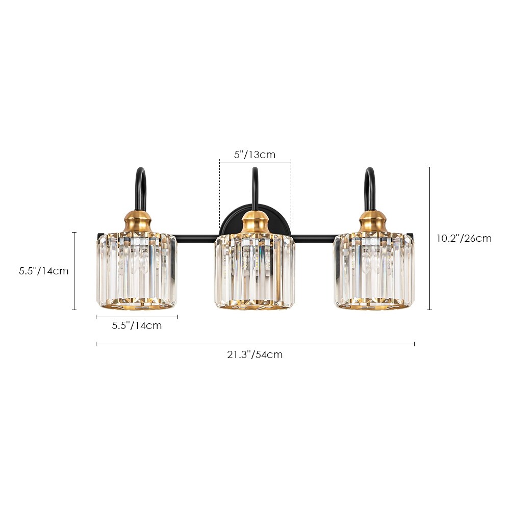 3/ 4-Light Modern Glam Crystal Dimmable Bathroom Vanity Light Linear Wall Light