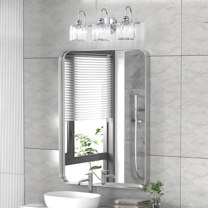 3/ 4-Light Modern Glam Crystal Dimmable Bathroom Vanity Light Linear Wall Light