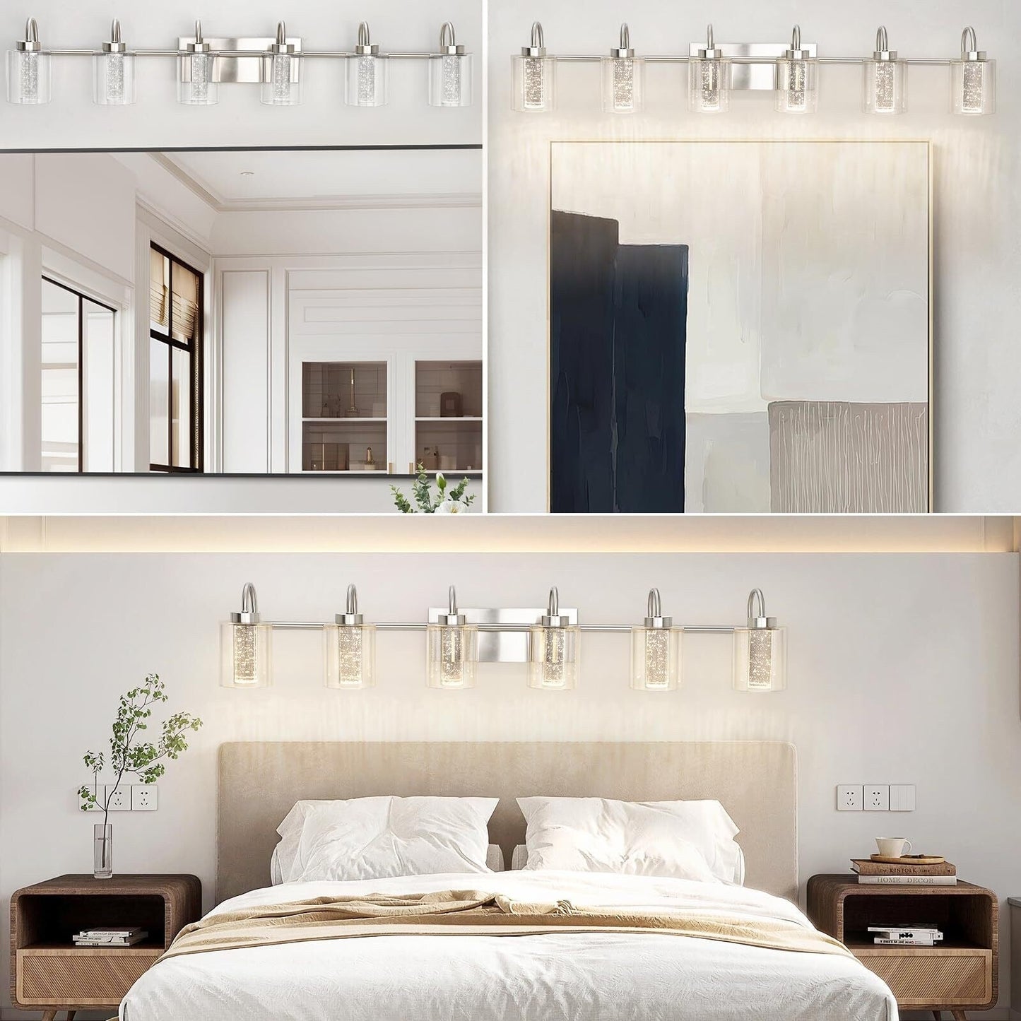 3/4/5/6 Light Brushed Nickel Bathroom Light Fixtures