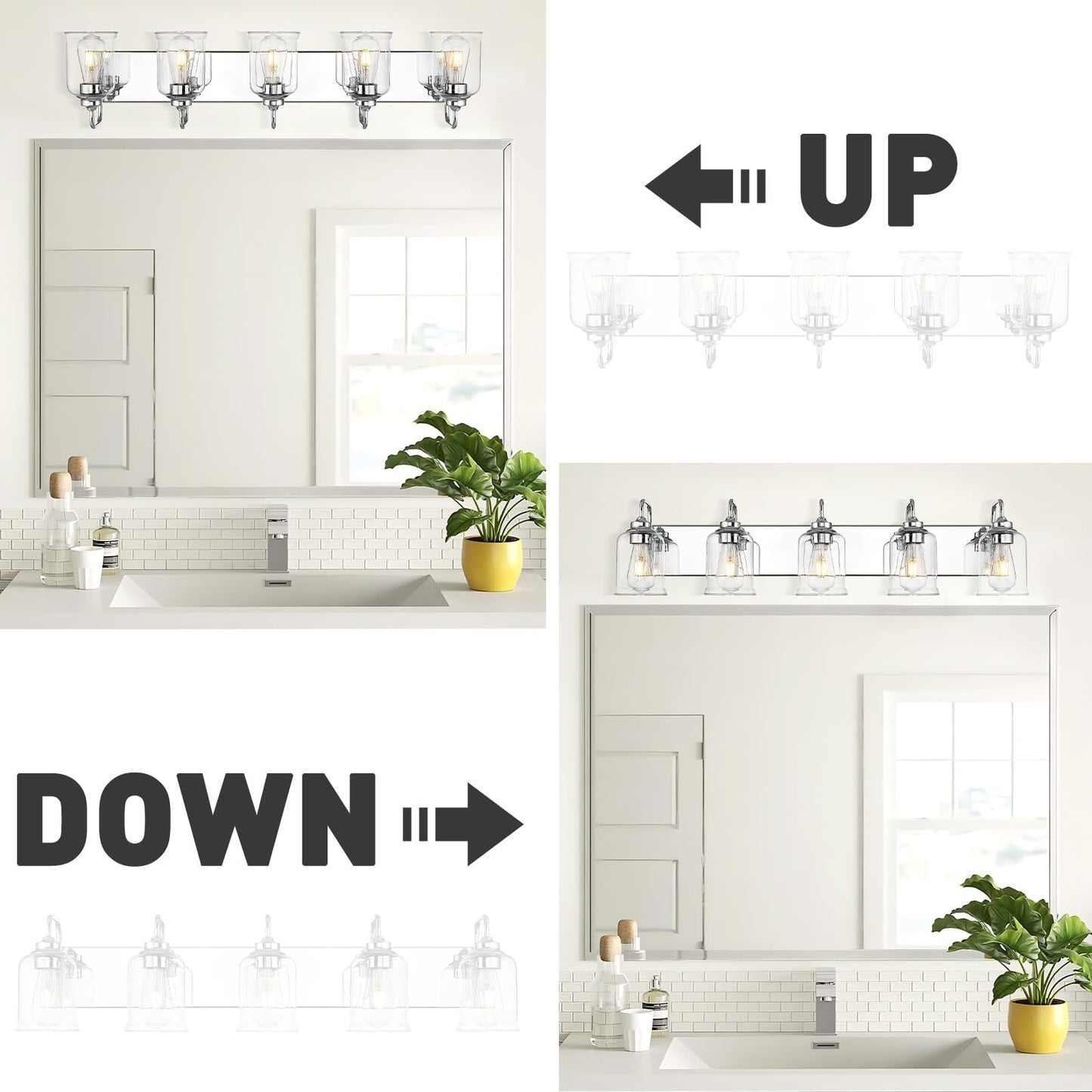 3/4/5/6-Light Modern Vanity Lights Over Mirror for Bathroom