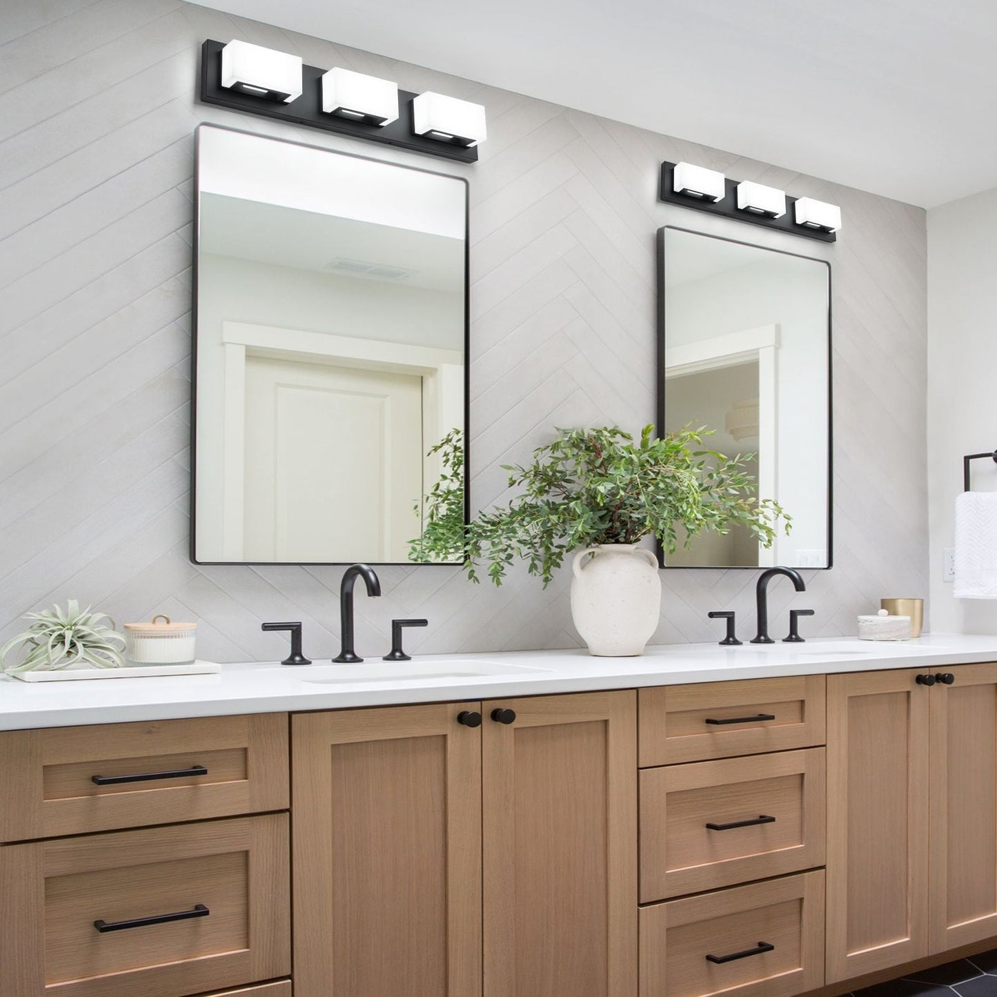 3/4/5-Light Dimmable Matte Black Modern Bathroom LED Vanity Light