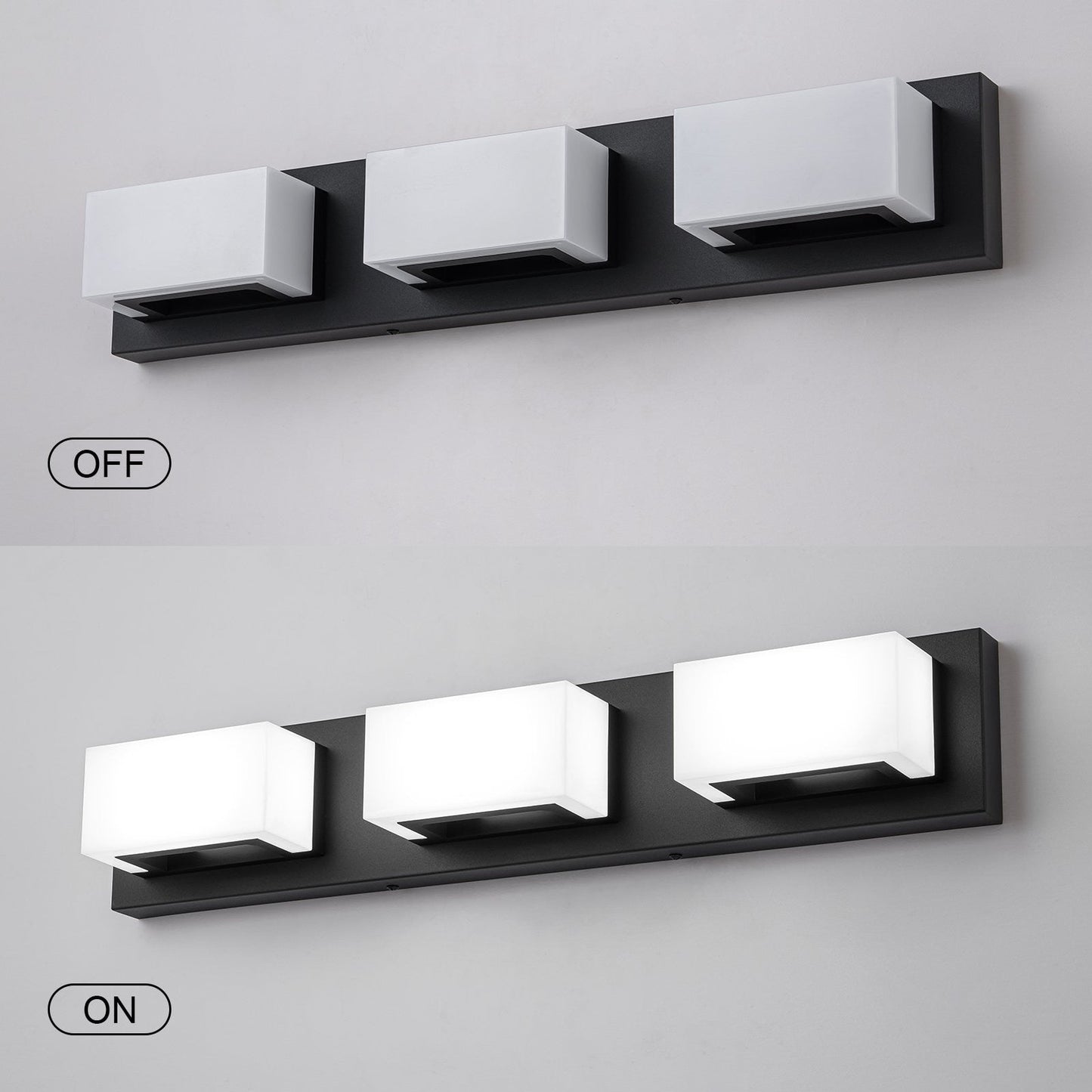 3/4/5-Light Dimmable Matte Black Modern Bathroom LED Vanity Light