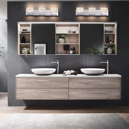 Applique murale à LED intégrée C Cattleya en acier inoxydable 3000 K avec abat-jour en verre artistique - Chrome