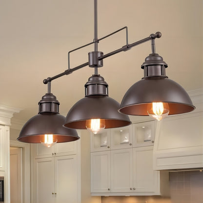 3-Light Farmhouse Retro Metal Linear Dome Pendant Light/Kitchen Island Lights
