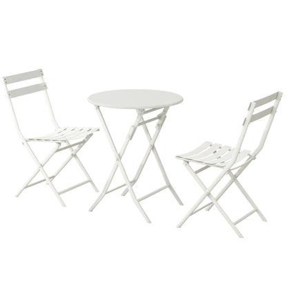 3-Piece Minimalist Patio Bistro Set of Foldable Round Table & Chairs - 3-Piece-Patio-Bistro-Set