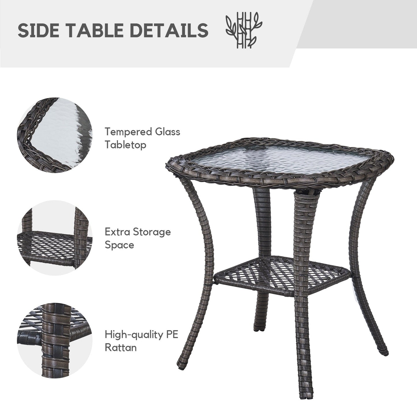 Fauteuil à bascule pivotant d'extérieur Gymojoy 3 pièces en osier avec coussin et table