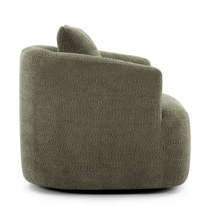 Fauteuil pivotant à 360°, fauteuil d'appoint en bouclette de 38,2 cm avec coussin décoratif, fauteuil-canapé rembourré de forme cylindrique avec accoudoirs incurvés