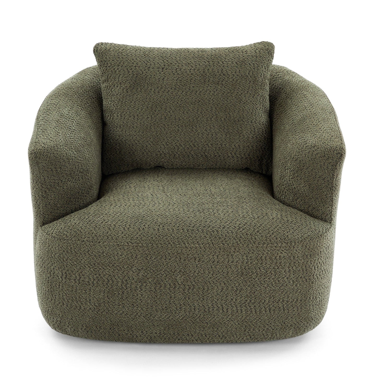 Fauteuil pivotant à 360°, fauteuil d'appoint en bouclette de 38,2 cm avec coussin décoratif, fauteuil-canapé rembourré de forme cylindrique avec accoudoirs incurvés