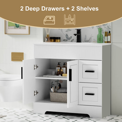 Ensemble de meuble-lavabo Wavy Line 30/36/48 avec lavabo et robinet