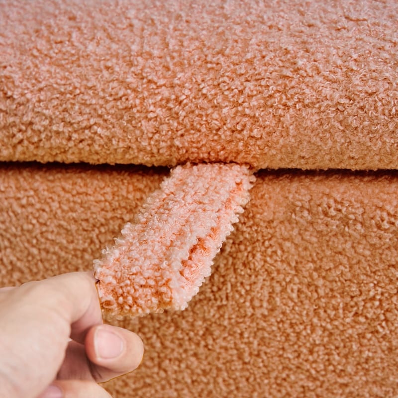 Banc ottoman de rangement en sherpa blanc cassé, repose-pieds, pour salon, chambre à coucher, pieds en bois