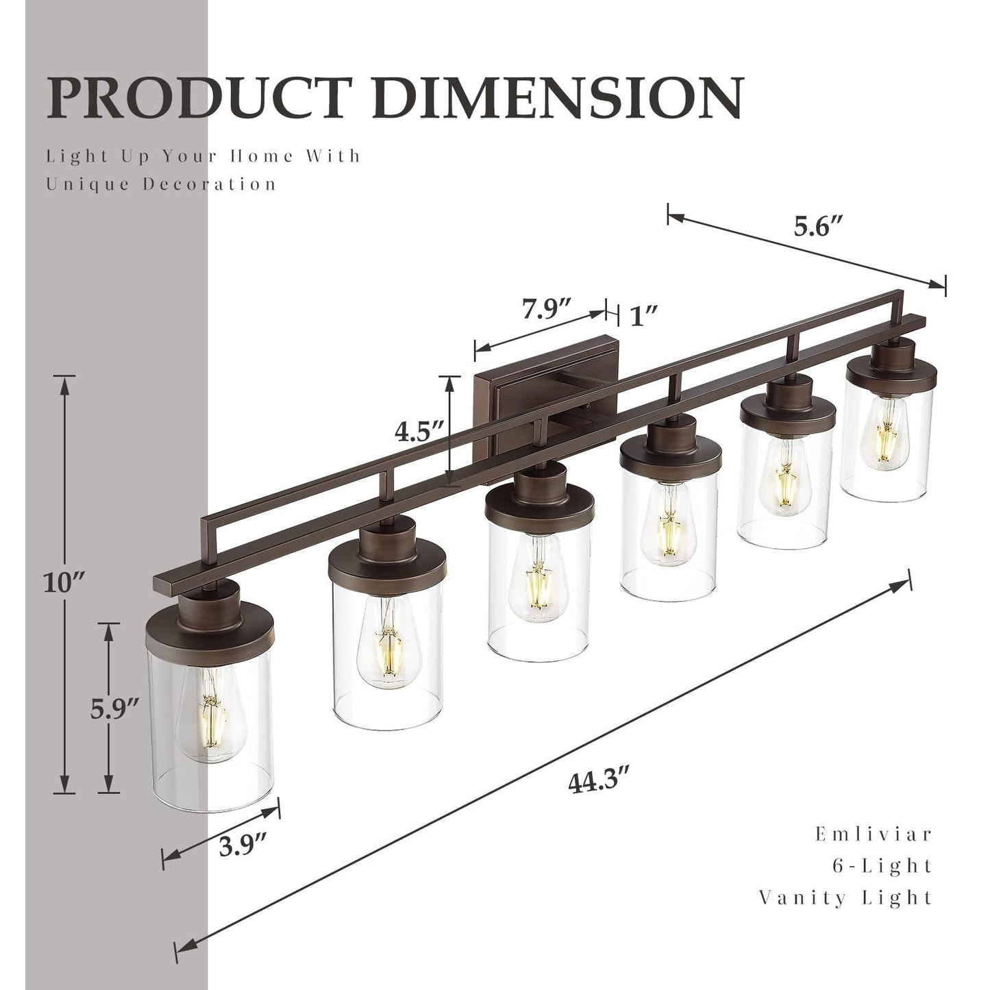 Applique de salle de bain vintage à 4, 5 ou 6 lampes