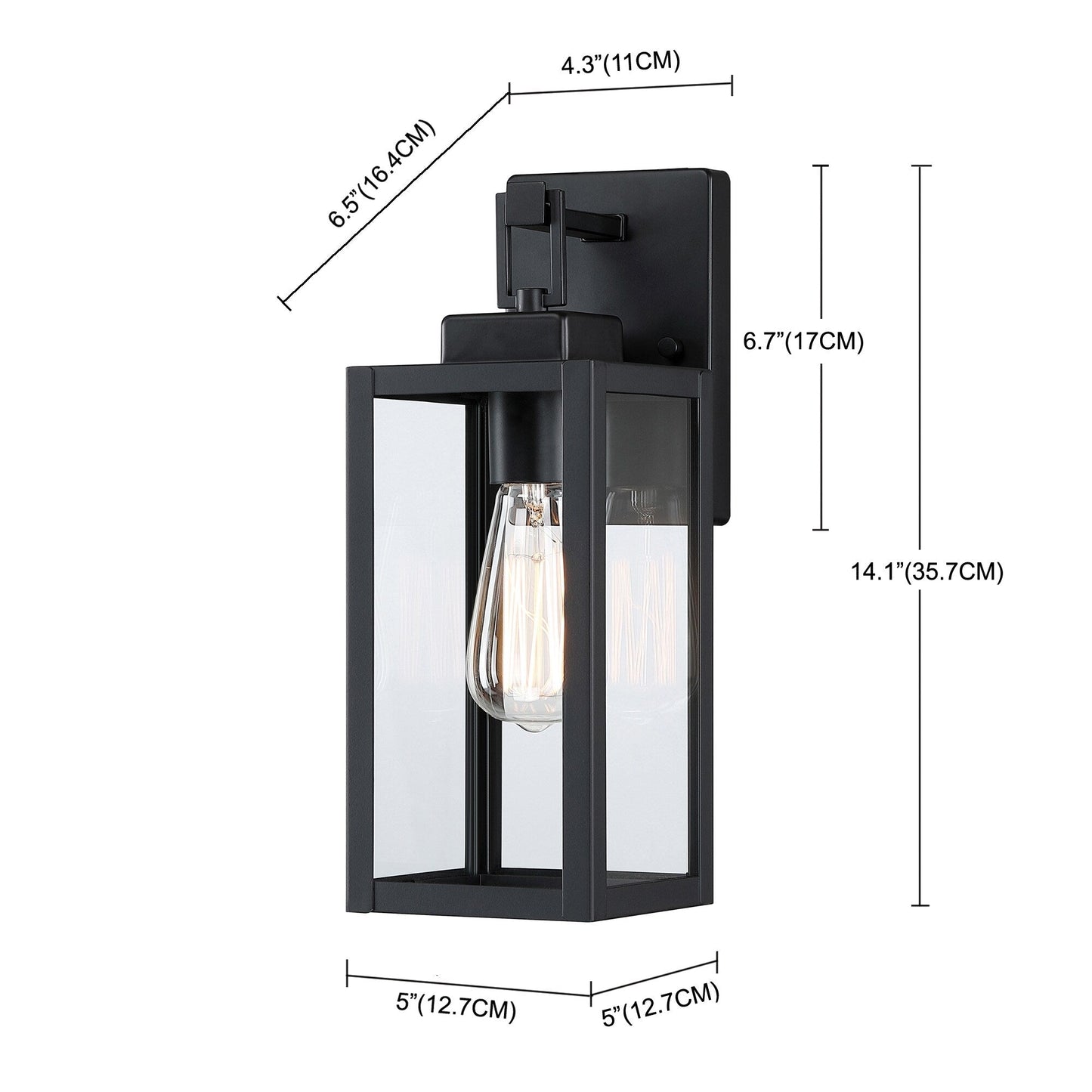 4-pack 1-Light Outdoor Wall Light with Matte Black Finish & Clear glass shade