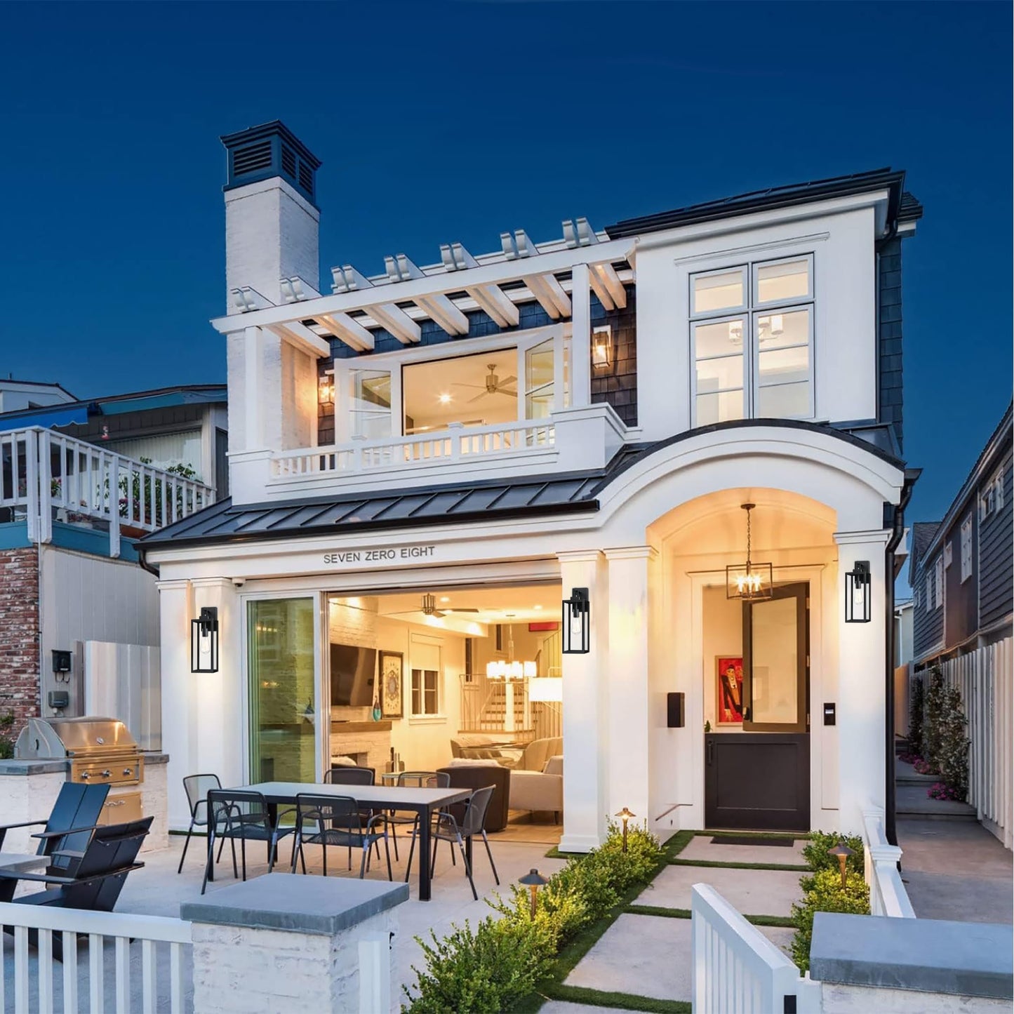 4-pack 1-Light Outdoor Wall Light with Matte Black Finish & Clear glass shade